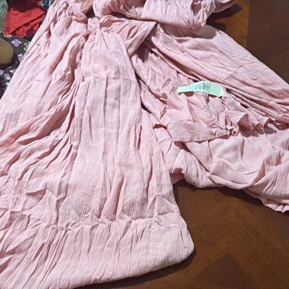 Free people Devon gauzy casual Pink Maxi Dress Sz large L - Picture 11 of 13